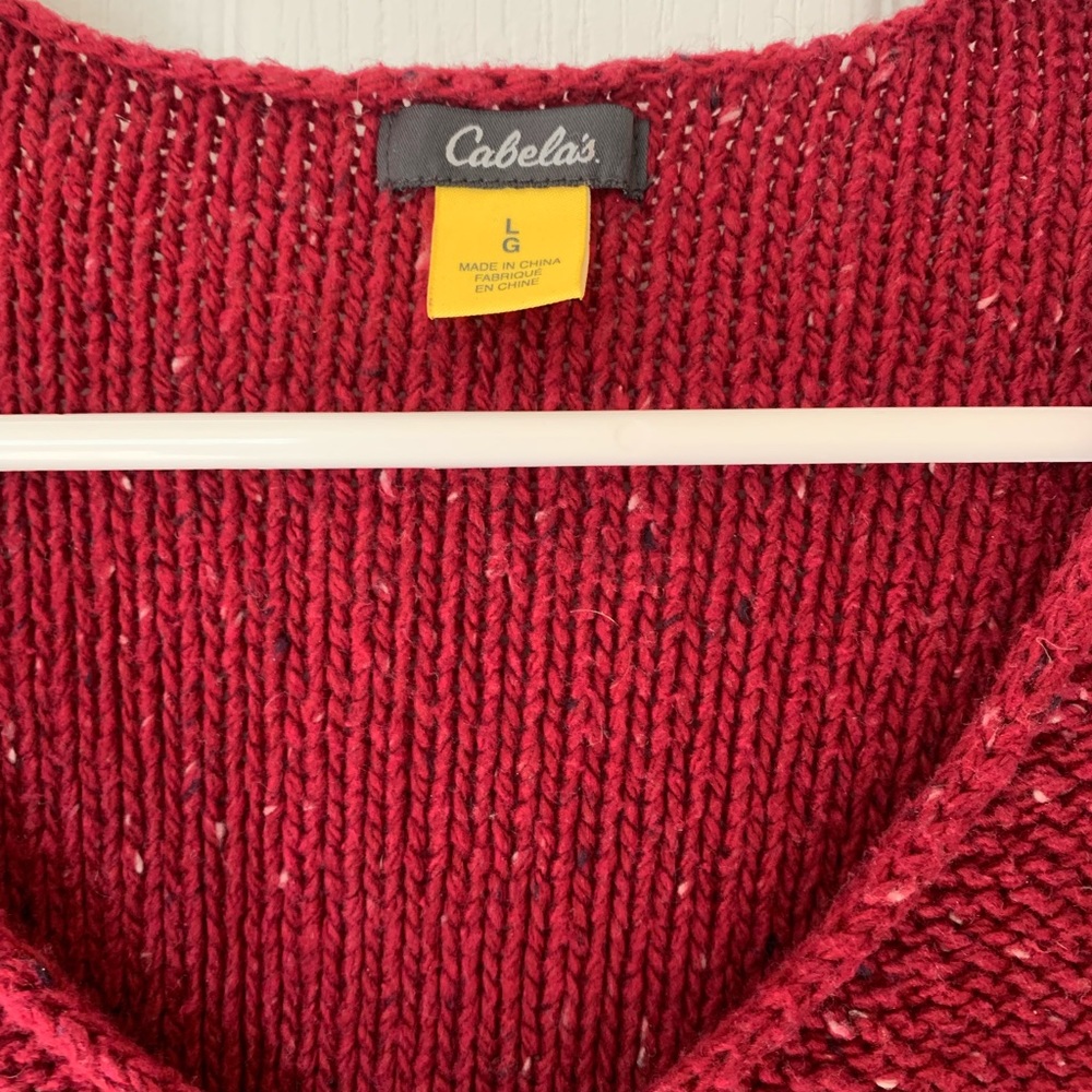 Cabalas Knit Sweater, Red, Women’s Large - Picture 3 of 6